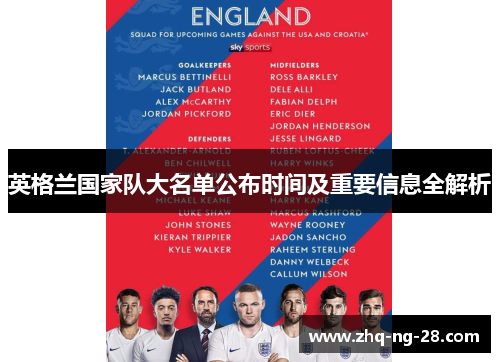 英格兰国家队大名单公布时间及重要信息全解析